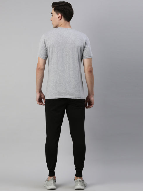Grey & Black Solid Lounge Wear